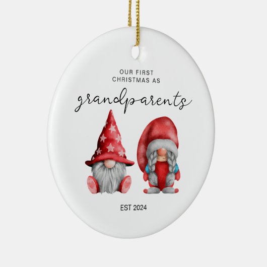 Eerste kerst als grootouders kerstgezin keramisch ornament (Rechts)