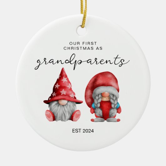 Eerste kerst als grootouders kerstgezin keramisch ornament (Voorkant)