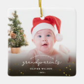 Eerste kerst als grootouders kerstgezin keramisch ornament (Voorkant)