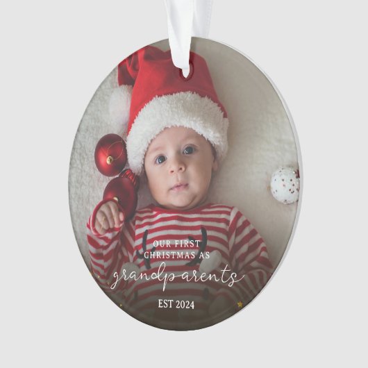 Eerste kerst als grootouders kerstgezin ornament (voorkant)