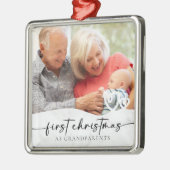 Eerste kerst als grootouders marmeren foto metalen ornament (Links)