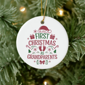 Eerste kerst als grootouders, oma, opa keramisch ornament
