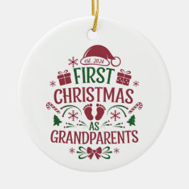 Eerste kerst als grootouders, oma, opa keramisch ornament