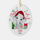 Eerste kerst als grootouders Schattigee olifant Keramisch Ornament (Rechts)