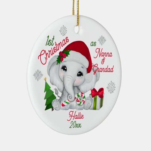 Eerste kerst als grootouders Schattigee olifant Keramisch Ornament (Rechts)