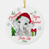 Eerste kerst als grootouders Schattigee olifant Keramisch Ornament (Voorkant)