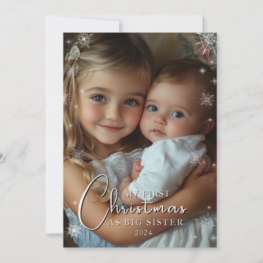 Eerste kerst als grote zusterfoto feestdagenkaart (Voorkant)