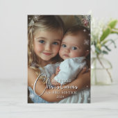 Eerste kerst als grote zusterfoto feestdagenkaart (Staand voorkant)