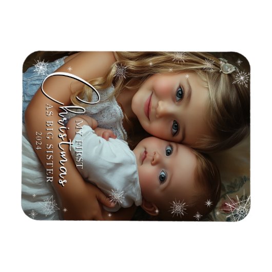 Eerste kerst als grote zusterfoto magneet (Horizontaal)