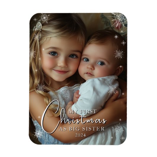 Eerste kerst als grote zusterfoto magneet (Verticaal)