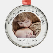 Eerste kerst als grote zusterfoto metalen ornament (Voorkant)