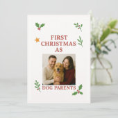 Eerste kerst als hondenouders feestdagenkaart (Staand voorkant)