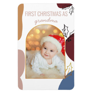 Eerste kerst als Hulstvormige gouden boog fotoka Magneet