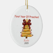 Eerste kerst als kleuterschool keramisch ornament (Rechts)