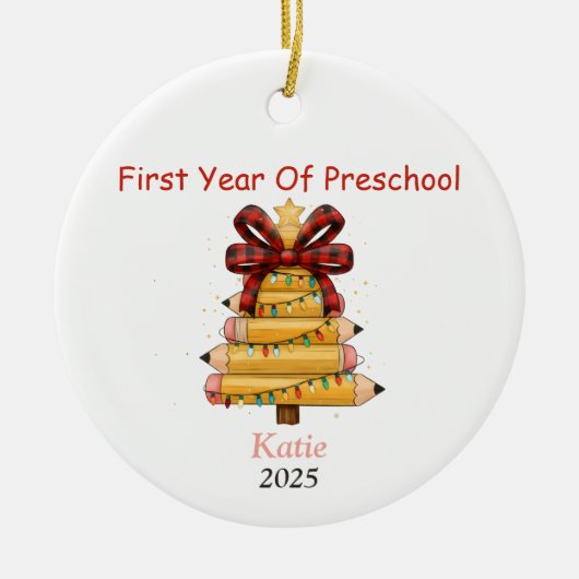 Eerste kerst als kleuterschool keramisch ornament (Voorkant)