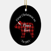 Eerste kerst als mama Beer Buffalo Plaid Keramisch Ornament (Rechts)