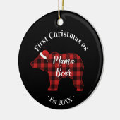 Eerste kerst als mama Beer Buffalo Plaid Keramisch Ornament (Links)