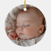 Eerste kerst als mama en papa aangepaste foto keramisch ornament (Achterkant)