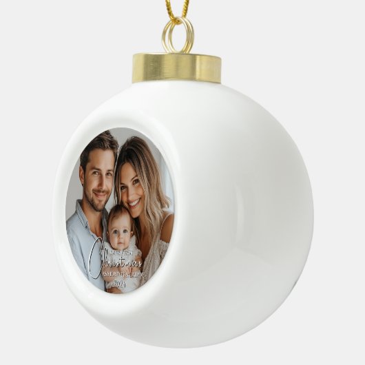 Eerste kerst als mama en papa aangepaste foto keramische bal ornament (Rechts)