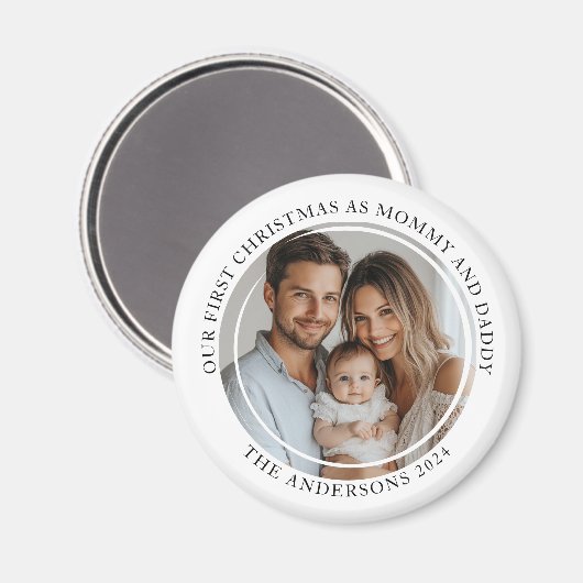 Eerste kerst als mama en papa aangepaste foto magneet (Voorkant / Achterkant)