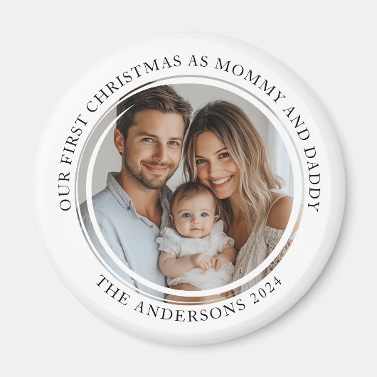 Eerste kerst als mama en papa aangepaste foto magneet (Voorkant)