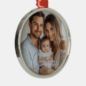 Eerste kerst als mama en papa aangepaste foto metalen ornament (Rechts)