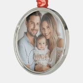Eerste kerst als mama en papa aangepaste foto metalen ornament (Links)