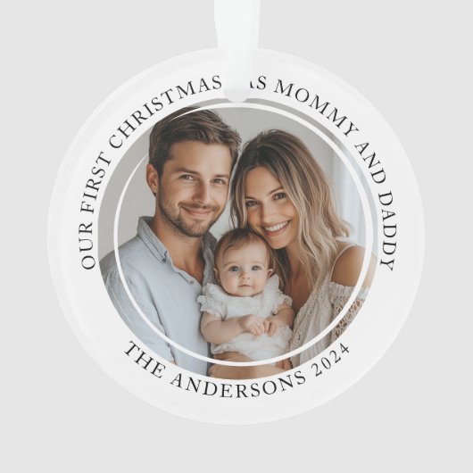 Eerste kerst als mama en papa aangepaste foto ornament (achterkant)