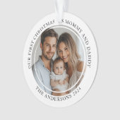 Eerste kerst als mama en papa aangepaste foto ornament (voorkant)
