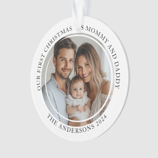 Eerste kerst als mama en papa aangepaste foto ornament (voorkant)