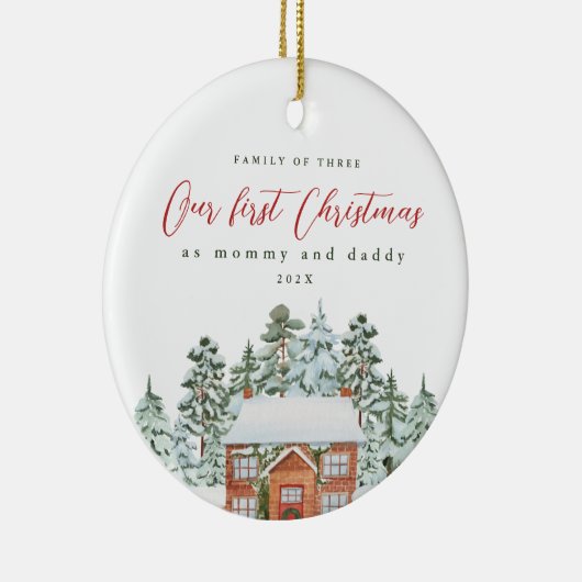 Eerste kerst als mama en papa Fotoherinnering Keramisch Ornament (Rechts)
