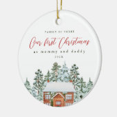 Eerste kerst als mama en papa Fotoherinnering Keramisch Ornament (Links)