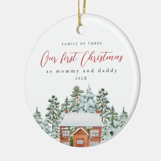 Eerste kerst als mama en papa Fotoherinnering Keramisch Ornament (Links)