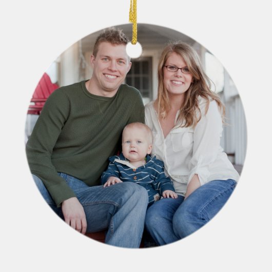 Eerste kerst als mama en papa Fotoherinnering Keramisch Ornament (Achterkant)