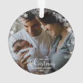 Eerste kerst als mama en papa Snowflake Foto Ornament (achterkant)