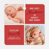 Eerste kerst als mama papa rode foto metalen ornament (Achterkant)