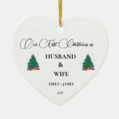 Eerste kerst als man en vrouw keramisch ornament (Voorkant)