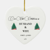 Eerste kerst als man en vrouw keramisch ornament (Achterkant)