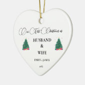 Eerste kerst als man en vrouw keramisch ornament (Links)