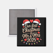 Eerste kerst als meneer en mevrouw 2025 getrouwde  magneet (Voorkant / Achterkant)
