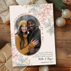 Eerste kerst als meneer en mevrouw ovaal foto feestdagenkaart