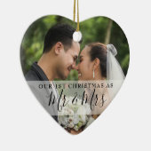 Eerste kerst als meneer & mevrouw 2 foto keramisch ornament (Rechts)