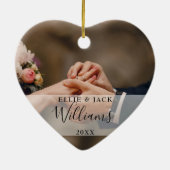 Eerste kerst als meneer & mevrouw 2 foto keramisch ornament (Achterkant)