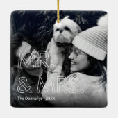 Eerste kerst als meneer & mevrouw foto keramisch ornament (Achterkant)