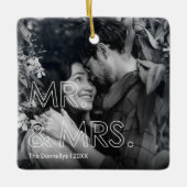 Eerste kerst als meneer & mevrouw foto keramisch ornament (Voorkant)