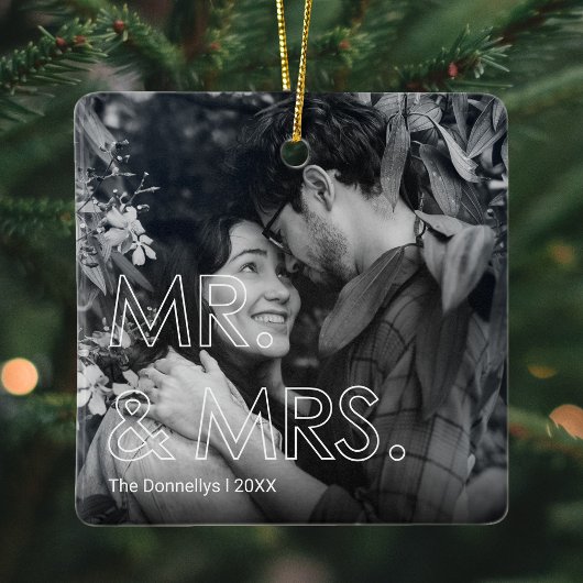 Eerste kerst als meneer & mevrouw foto keramisch ornament
