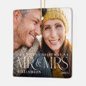 Eerste kerst als moderne koppelfoto keramisch ornament (Links)