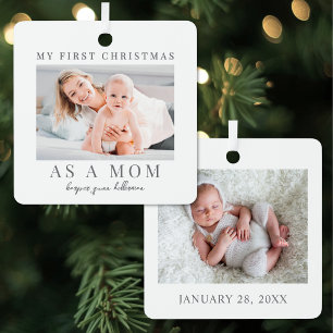 Eerste kerst als moeder baby foto metalen ornament