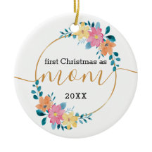 Eerste kerst als moeder bloemstuk en gouden krans