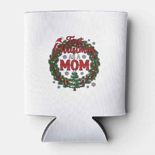 Eerste kerst als moeder denneboomkrans boom blikjeskoeler (Voorkant)
